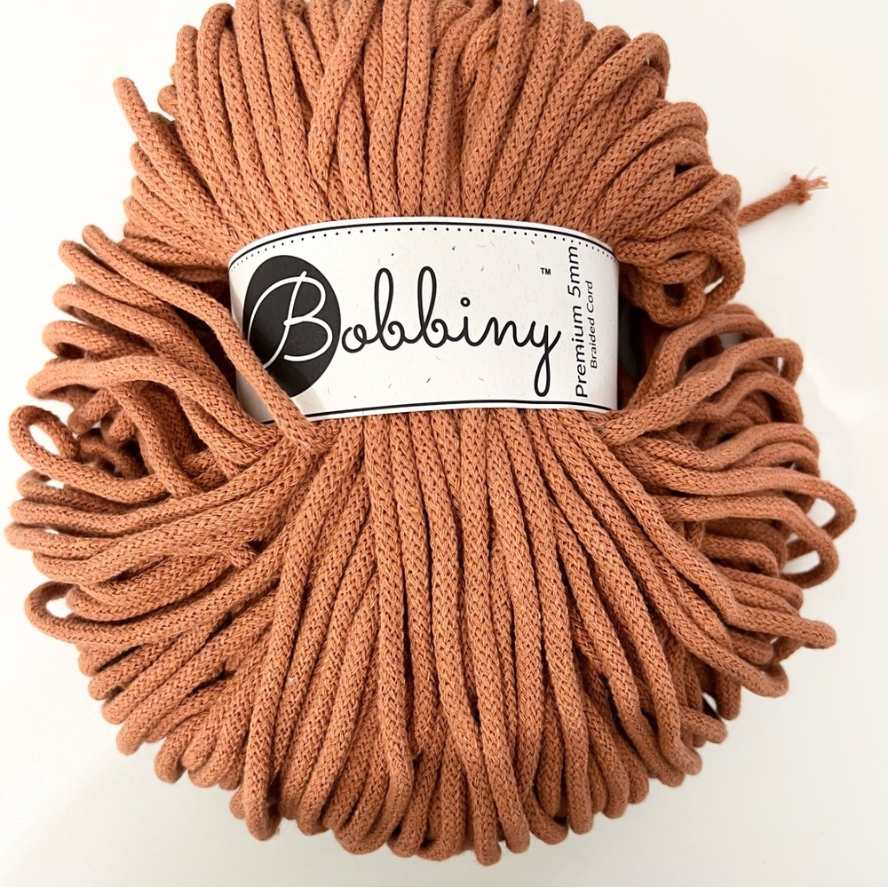 Bobbiny Terracotta 5mm Braided Cord | 100m Recycled Cotton
